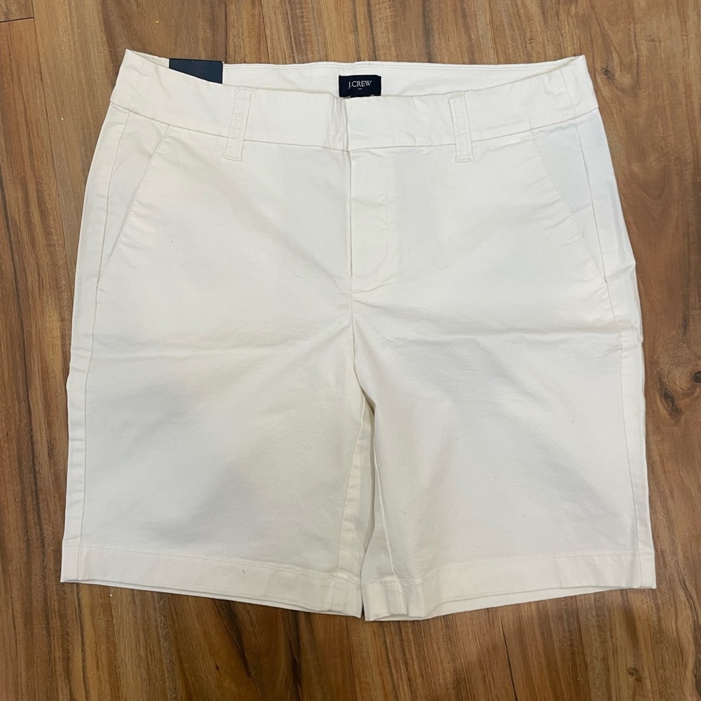 NWT J.Crew White Cotton Stretch Chino Shorts Size 4 Classic Summer
